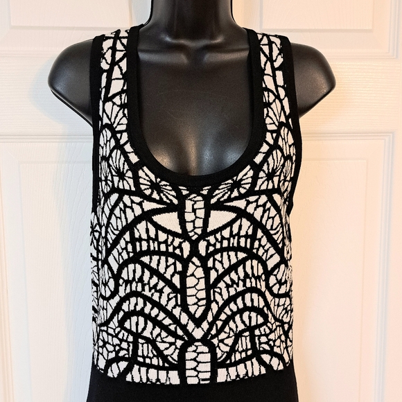 Carmen Marc Valvo Black & White Tank Sweater Dress - Picture 2 of 8